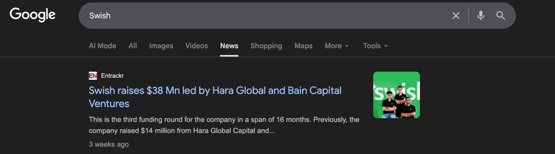 Swish raises $38 Mn led by Hara Global and Bain Capital